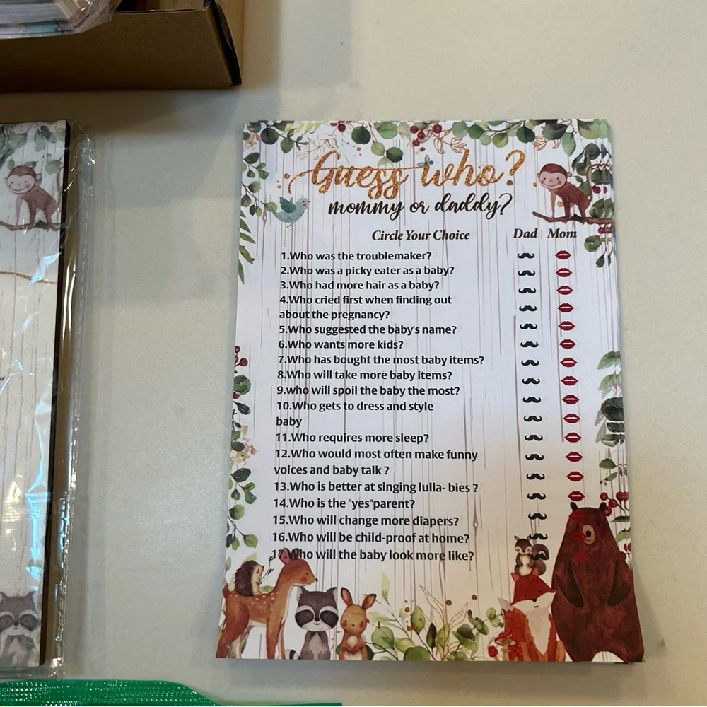 Lot of Woodland Baby Shower Decor & Games - Gently Used - Picture 7 of 7